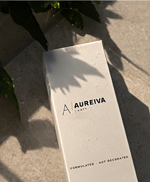 Aureiva packaging with leaf shadows