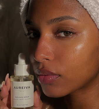 Portrait with an Aureiva serum bottle